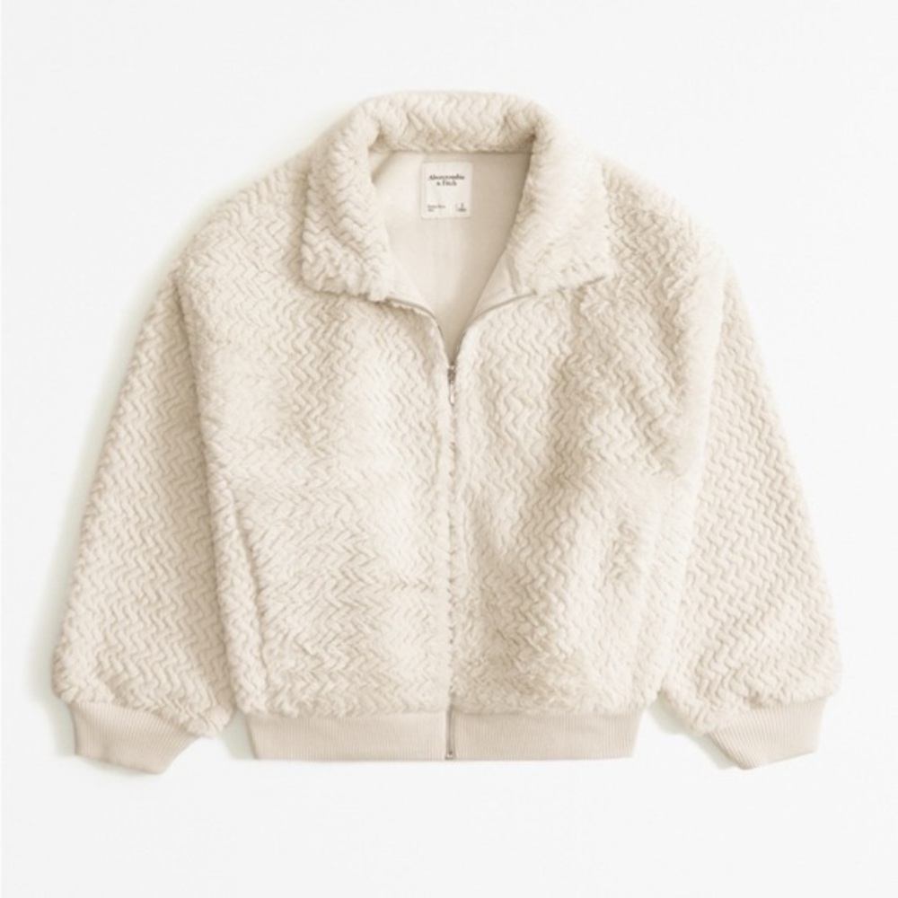Abercrombie & Fitch Cream Herringbone Bomber Jacket